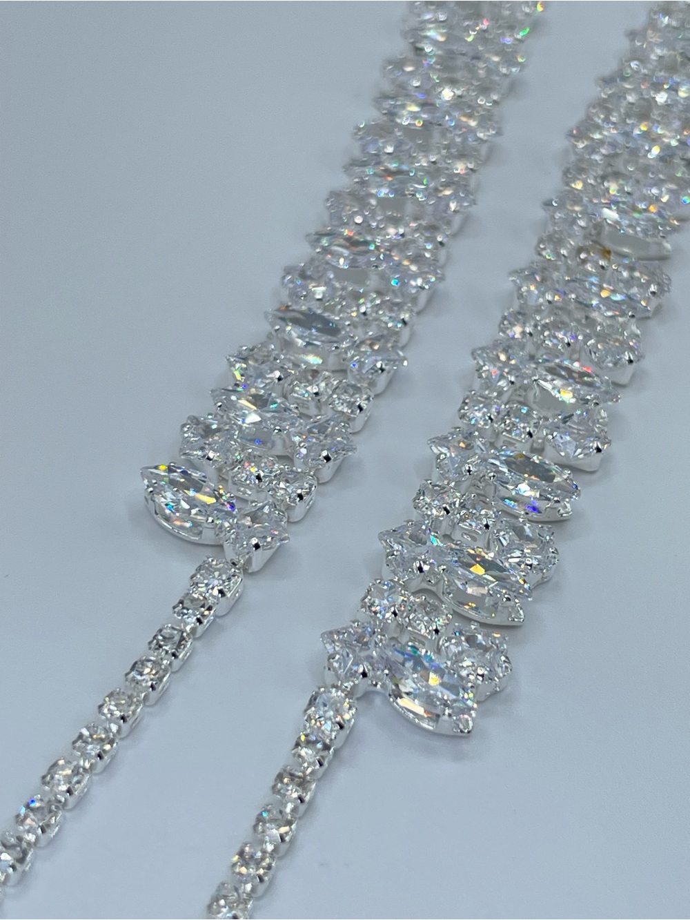 Swarovski Crystal Elements White Swarovski Crystal Art Deco Tennis Necklace - Picture 5 of 11